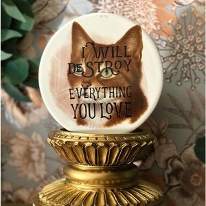 Cat I will destroy decorative plate